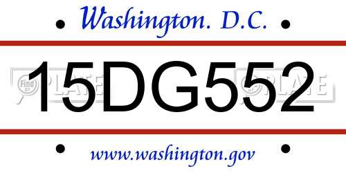 15DG552 District Of Columbia License Plate