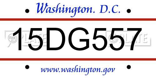 15DG557 District Of Columbia License Plate