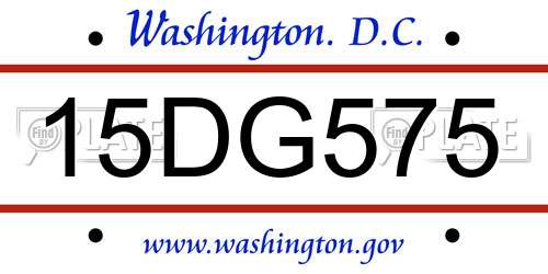 15DG575 District Of Columbia License Plate