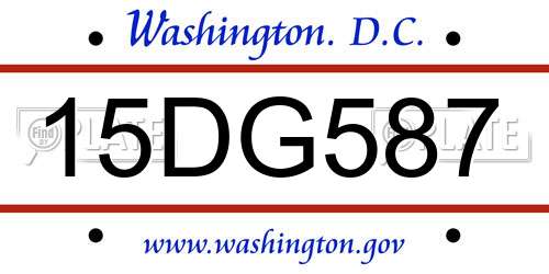 15DG587 District Of Columbia License Plate