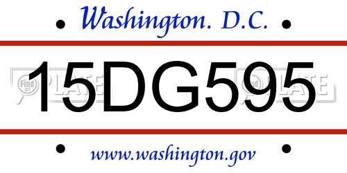 15DG595 District Of Columbia License Plate