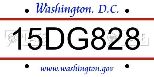 15DG828 District Of Columbia License Plate