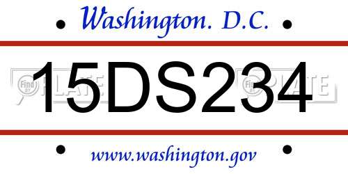 15DS234 District Of Columbia License Plate