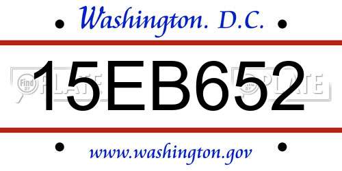 15EB652 District Of Columbia License Plate