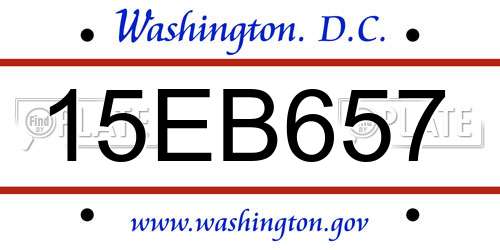 15EB657 District Of Columbia License Plate