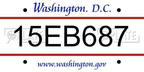15EB687 District Of Columbia License Plate