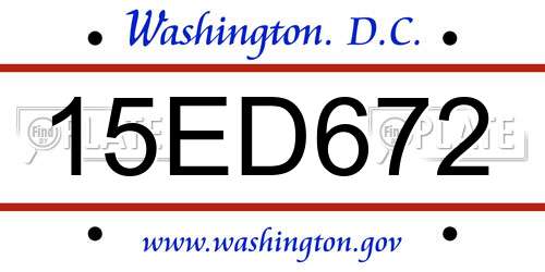 15ED672 District Of Columbia License Plate