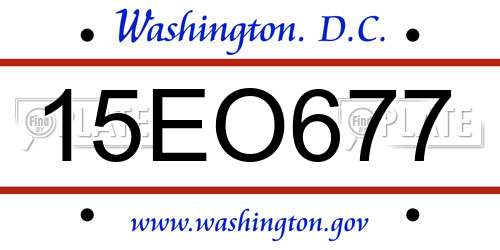 15EO677 District Of Columbia License Plate