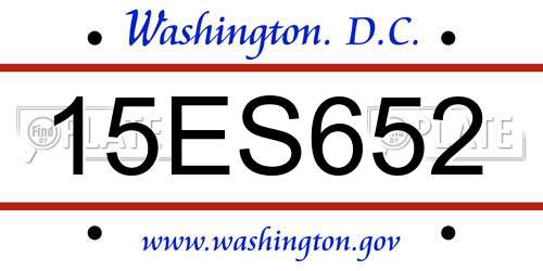 15ES652 District Of Columbia License Plate