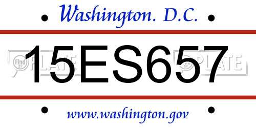 15ES657 District Of Columbia License Plate
