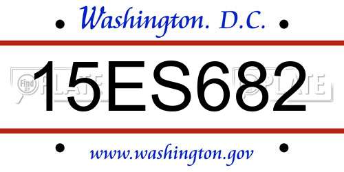 15ES682 District Of Columbia License Plate