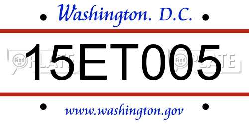 15ET005 District Of Columbia License Plate
