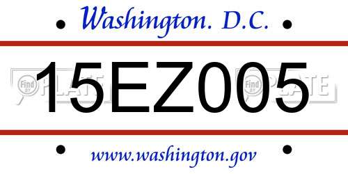 15EZ005 District Of Columbia License Plate