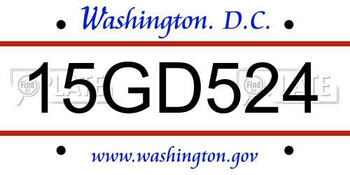 15GD524 District Of Columbia License Plate