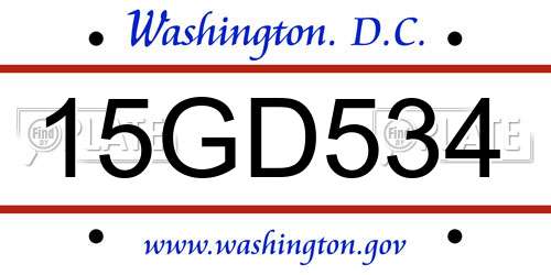 15GD534 District Of Columbia License Plate