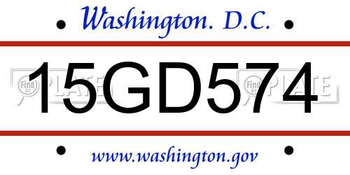 15GD574 District Of Columbia License Plate