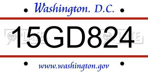 15GD824 District Of Columbia License Plate
