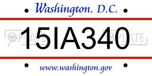 15IA340 District Of Columbia License Plate