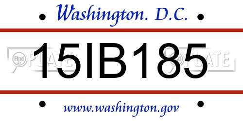 15IB185 District Of Columbia License Plate
