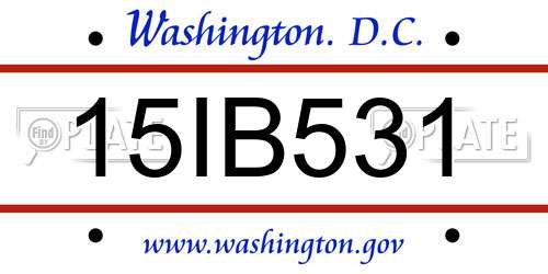 15IB531 District Of Columbia License Plate