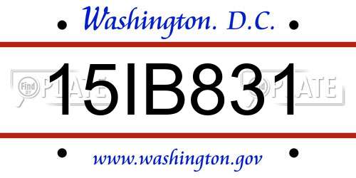 15IB831 District Of Columbia License Plate