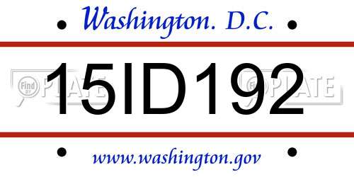 15ID192 District Of Columbia License Plate