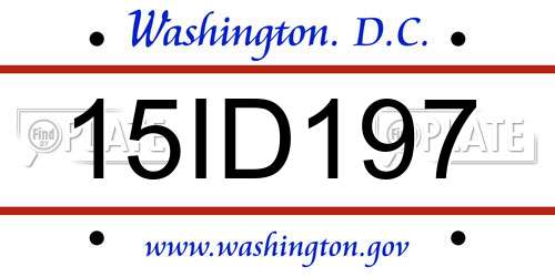 15ID197 District Of Columbia License Plate