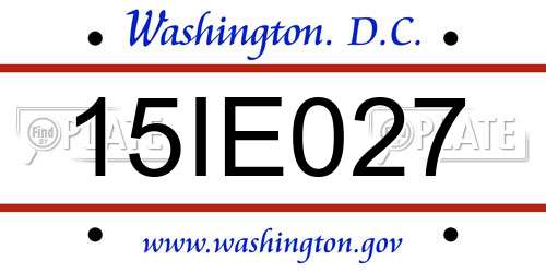 15IE027 District Of Columbia License Plate