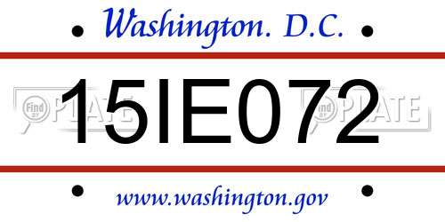 15IE072 District Of Columbia License Plate