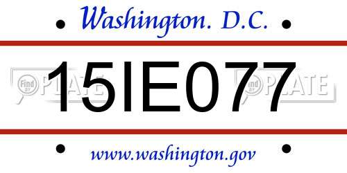 15IE077 District Of Columbia License Plate