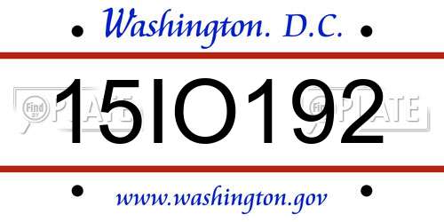 15IO192 District Of Columbia License Plate