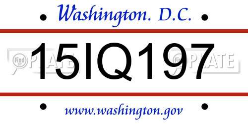 15IQ197 District Of Columbia License Plate