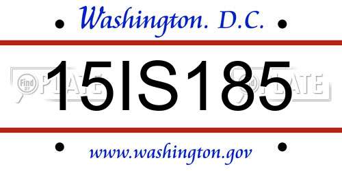 15IS185 District Of Columbia License Plate