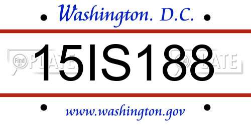 15IS188 District Of Columbia License Plate