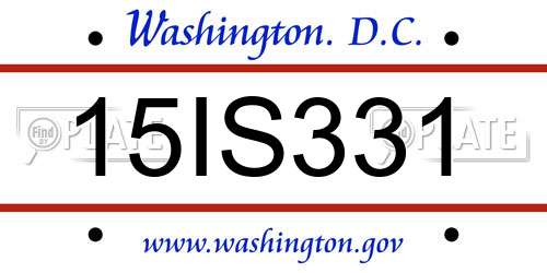 15IS331 District Of Columbia License Plate