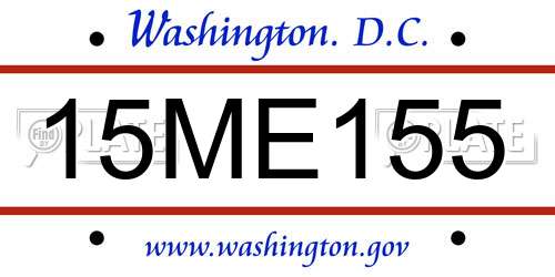15ME155 District Of Columbia License Plate