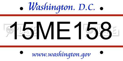 15ME158 District Of Columbia License Plate