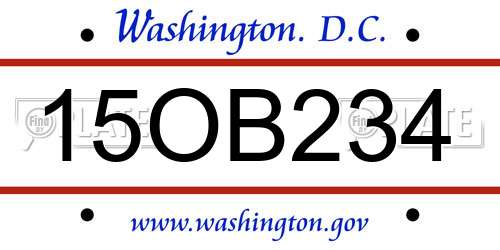 15OB234 District Of Columbia License Plate