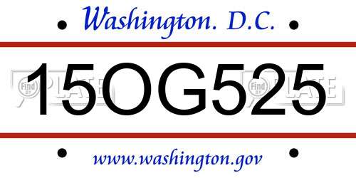 15OG525 District Of Columbia License Plate