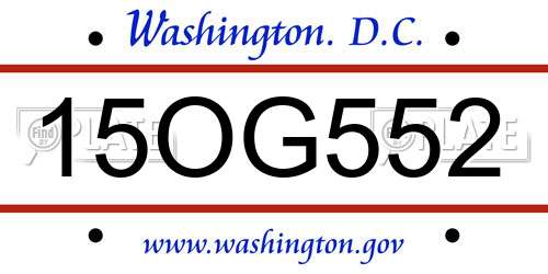 15OG552 District Of Columbia License Plate