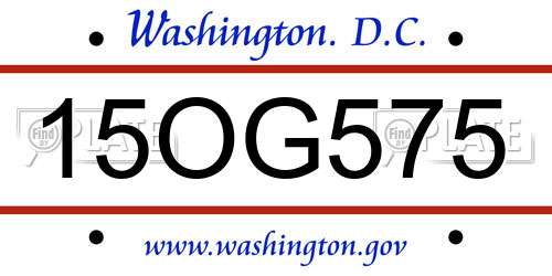 15OG575 District Of Columbia License Plate