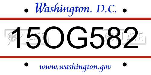 15OG582 District Of Columbia License Plate