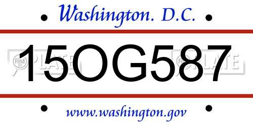 15OG587 District Of Columbia License Plate