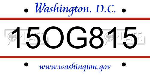 15OG815 District Of Columbia License Plate