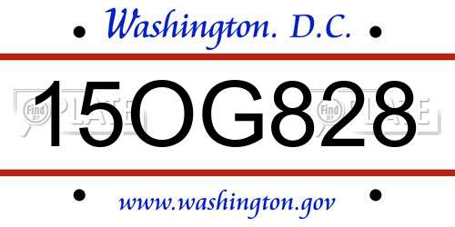 15OG828 District Of Columbia License Plate