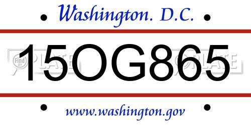 15OG865 District Of Columbia License Plate