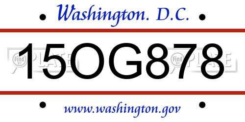15OG878 District Of Columbia License Plate