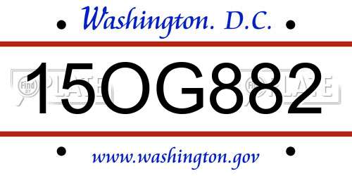 15OG882 District Of Columbia License Plate