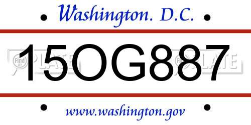 15OG887 District Of Columbia License Plate