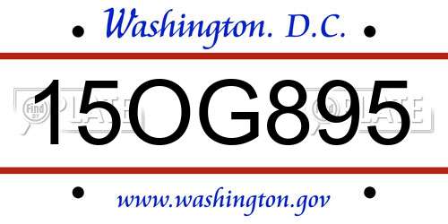15OG895 District Of Columbia License Plate